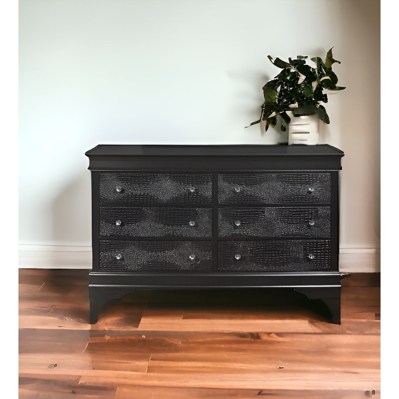 Metallic Grey Solid Wood Six Drawer Double Dresser By Homeroots