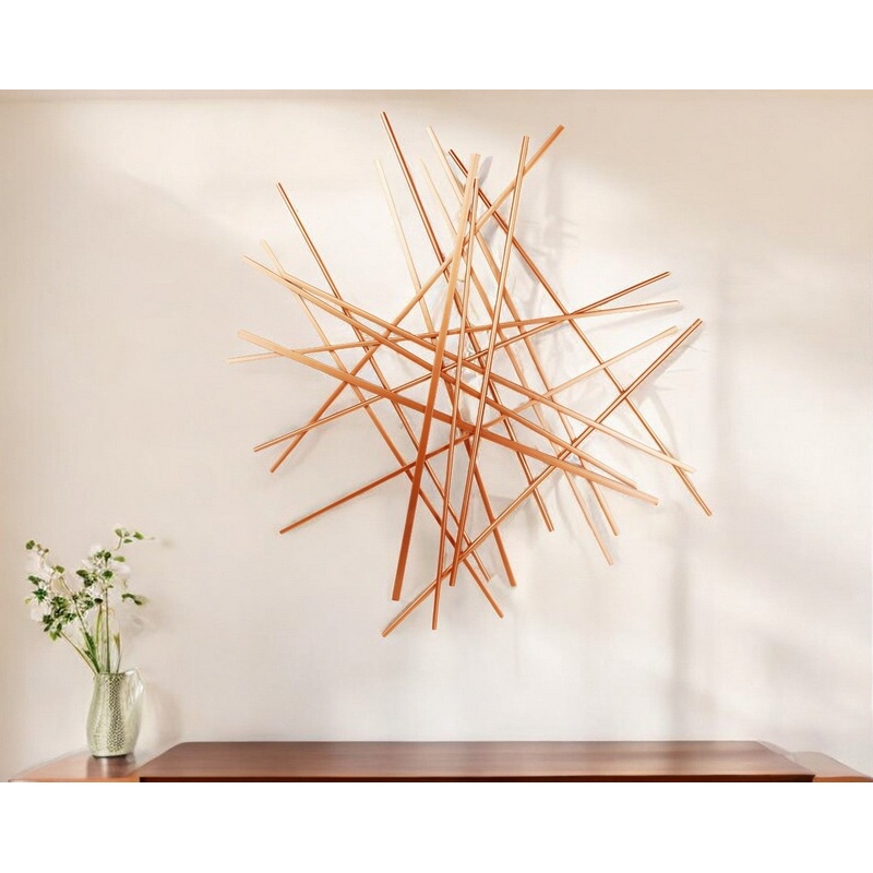 Rose Gold Metal Abstract Lines Hanging Dimensional Sculpture By Homeroots