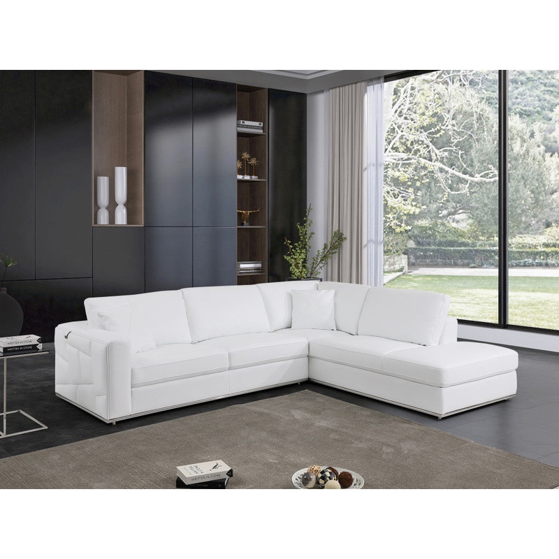 White Italian Leather Reclining L Shaped Two Piece Corner Sectional By Homeroots