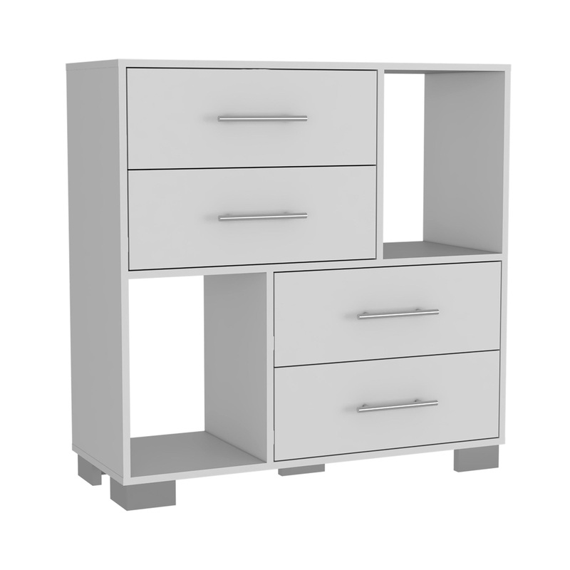 White Manufactured Wood Four Drawer Dresser By Homeroots