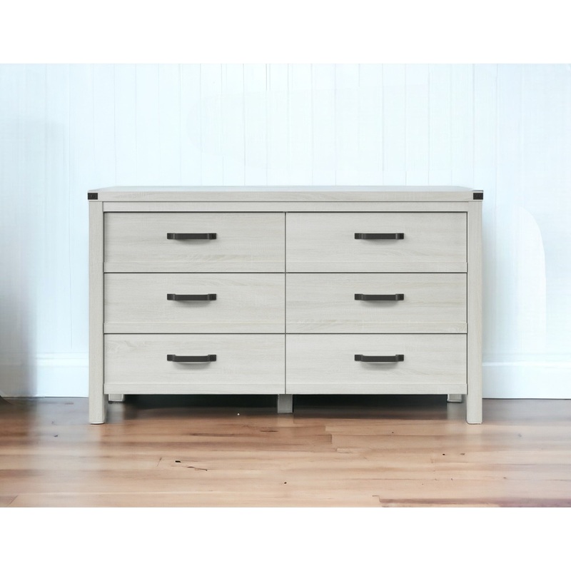 White Solid Wood Six Drawer Double Dresser By Homeroots