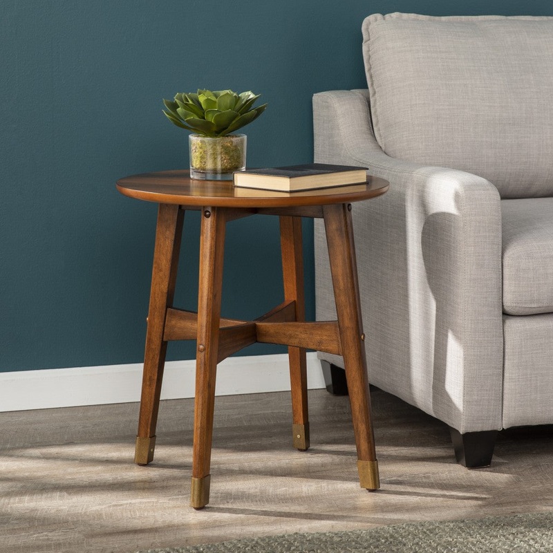 23" Brown Solid Wood And Iron Rectangular End Table By Homeroots