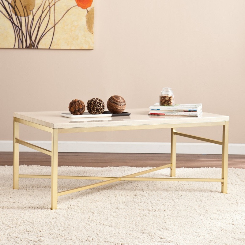 42" Off White Manufactured Wood And Metal Rectangular Coffee Table By Homeroots