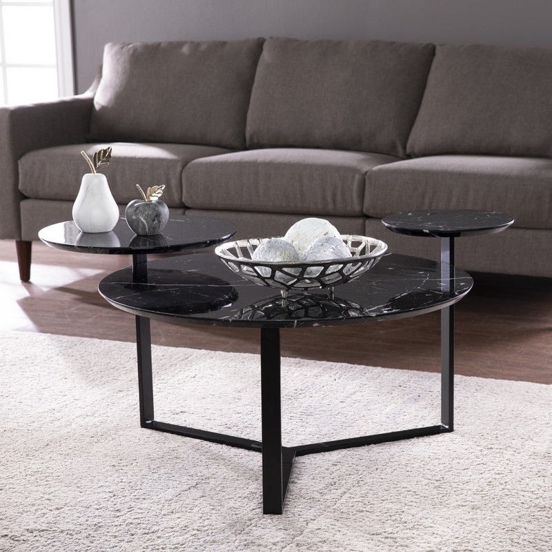 43" Black Solid Manufactured Wood And Metal Free Form Coffee Table By Homeroots