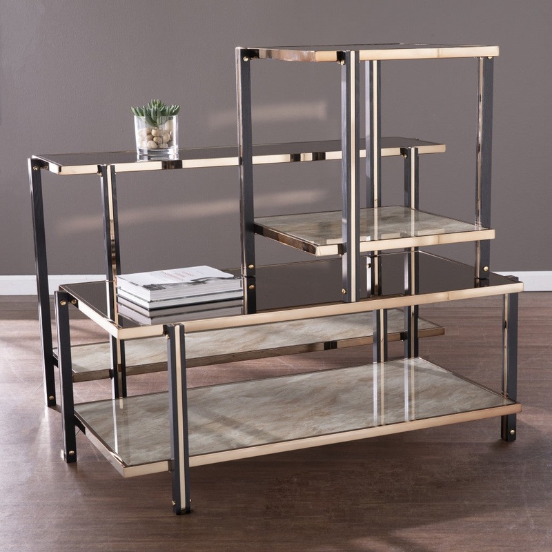 43" Champagne Mirrored And Metal Rectangular Mirrored Coffee Table By Homeroots