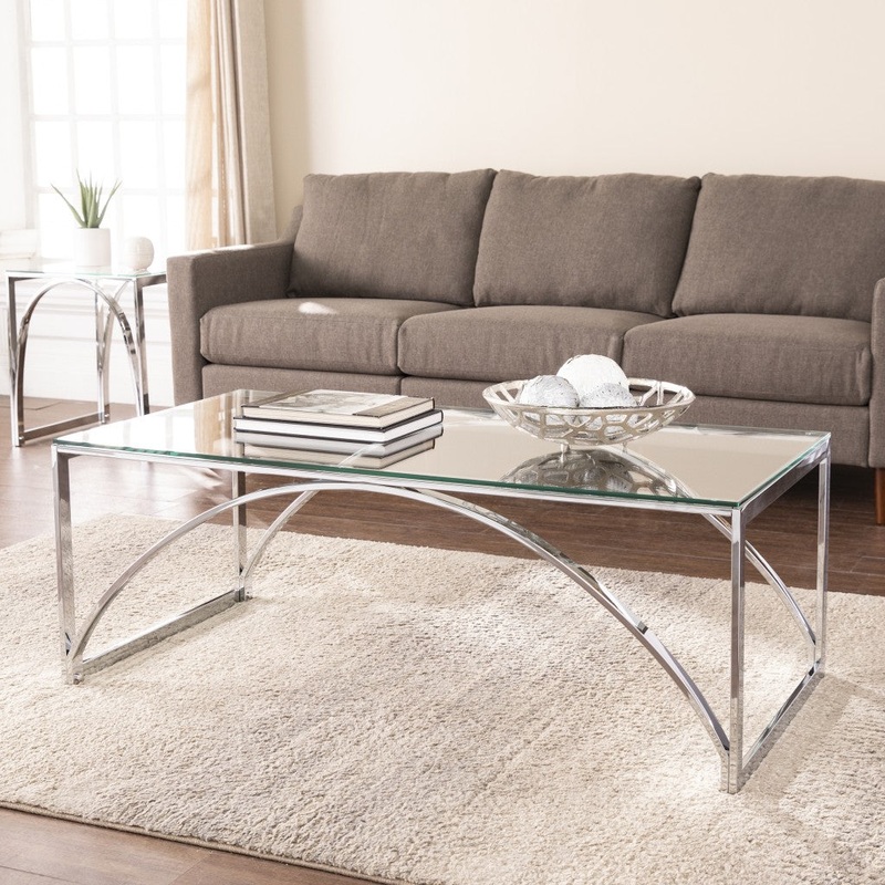 48" Chrome Glass And Metal Rectangular Coffee Table By Homeroots