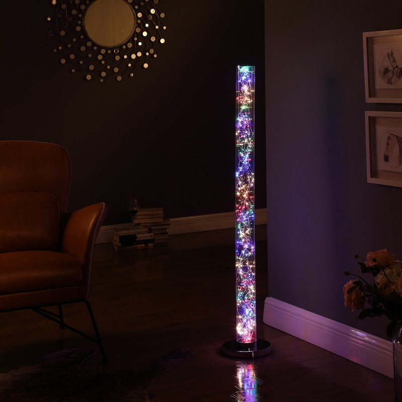 49" Steel LED Column Floor Lamp With Clear Drum Shade By Homeroots - 431842