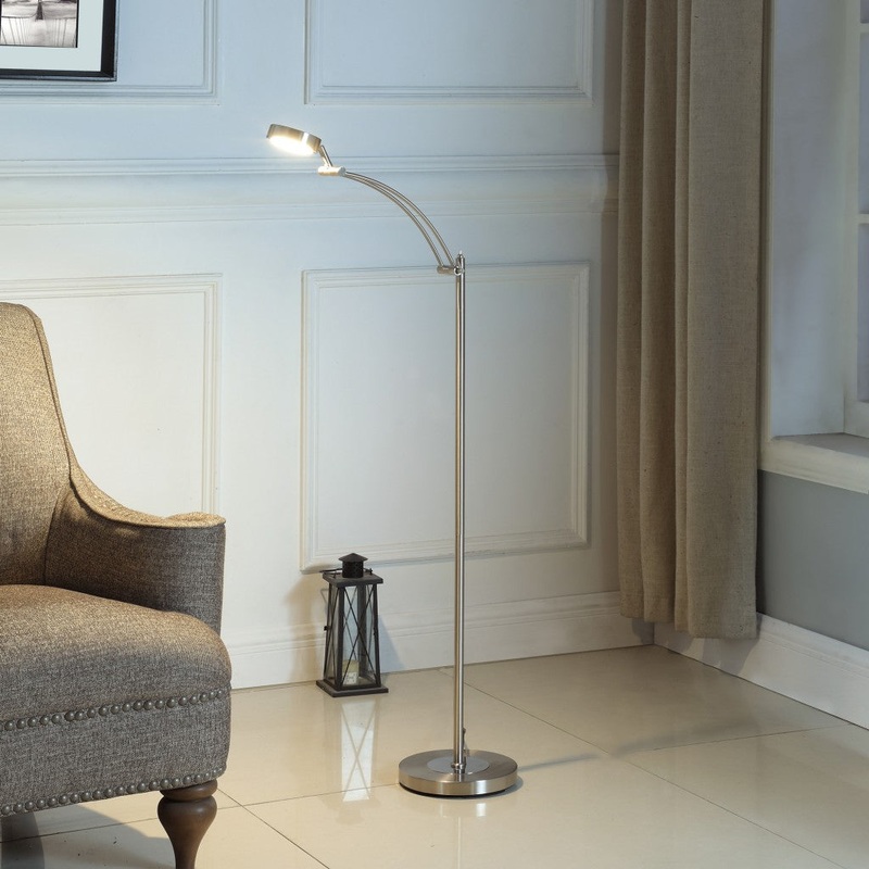54" Nickel Adjustable LED Task Floor Lamp By Homeroots