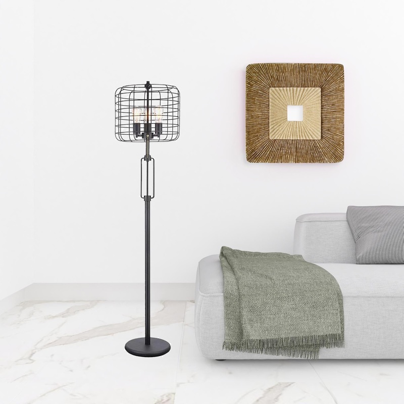 63" Black Three Lights Novelty Floor Lamp With Black Novelty Shade By Homeroots