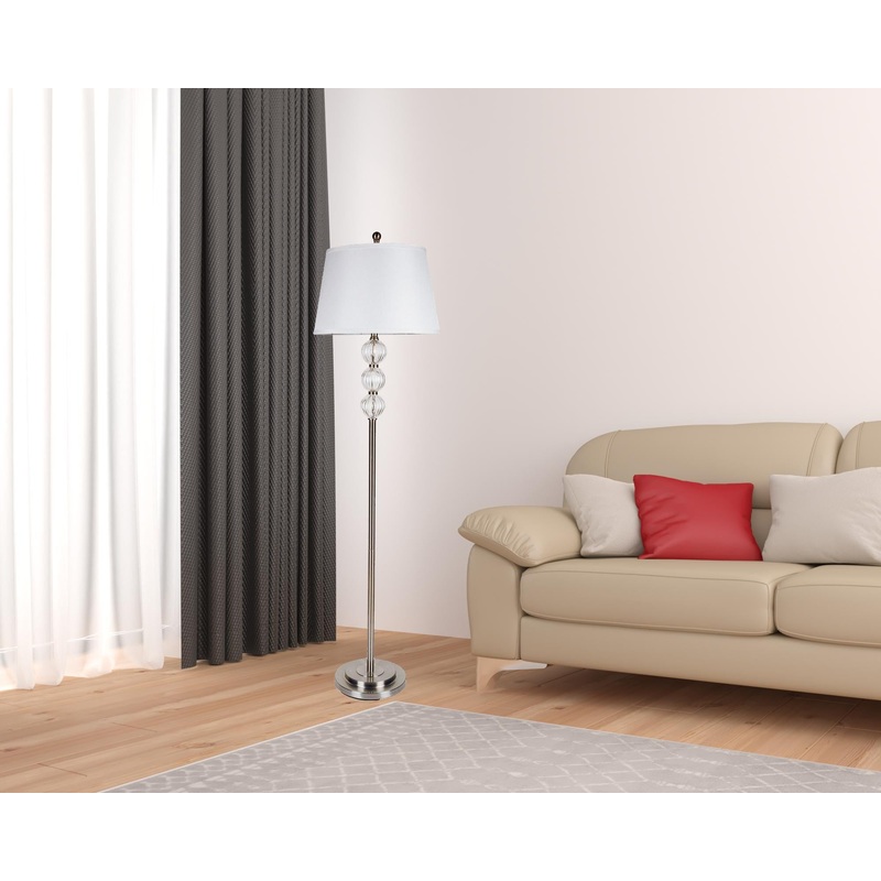 63" Nickel Traditional Shaped Floor Lamp With White Empire Shade By Homeroots