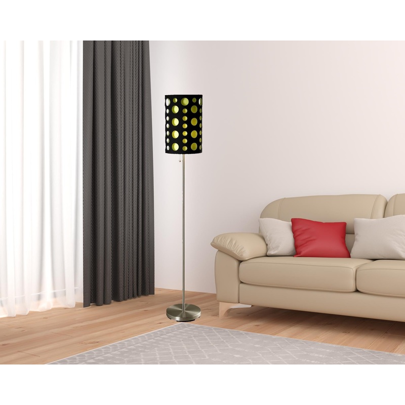 66" Steel Novelty Floor Lamp With Black And Green Drum Shade By Homeroots