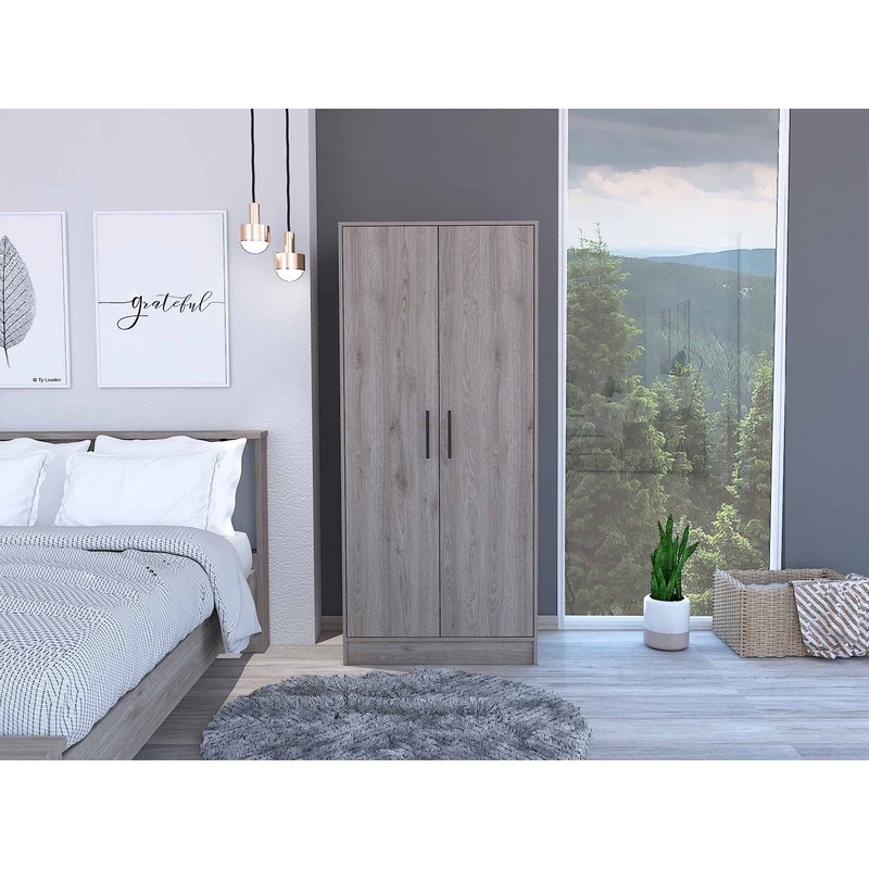 71" Light Gray Tall Two Door Closet By Homeroots