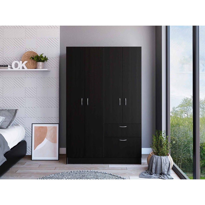 Black and White Tall Four Door Closet By Homeroots