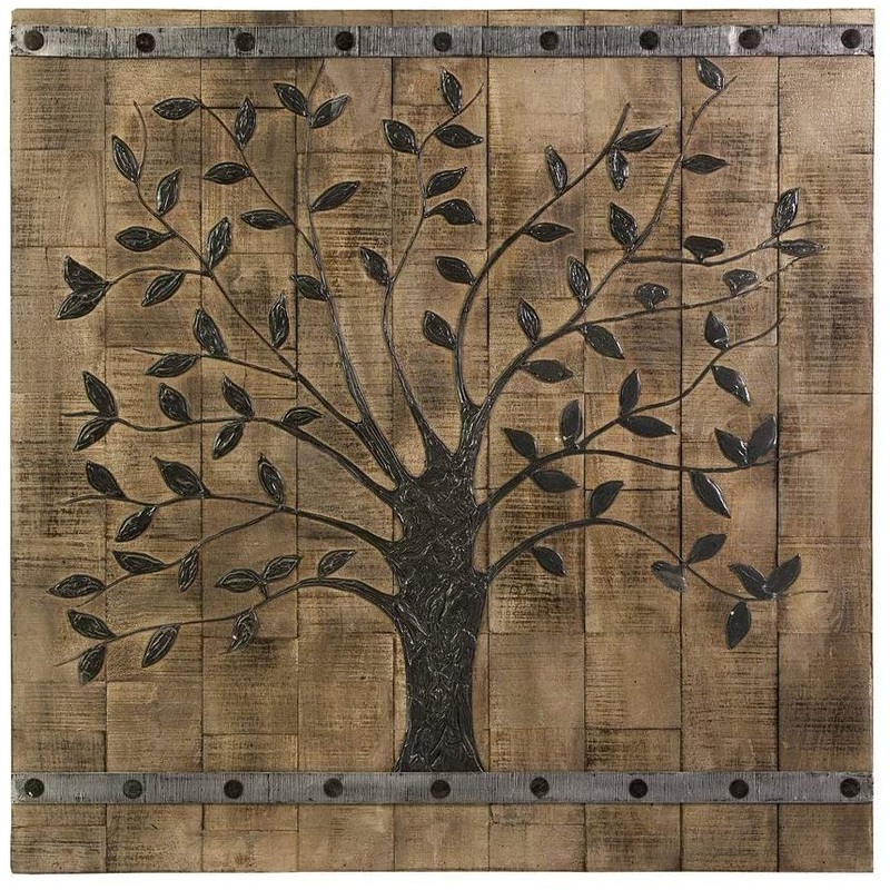 Rustic Brown Barn Door Tree of Life Wall Art By Homeroots