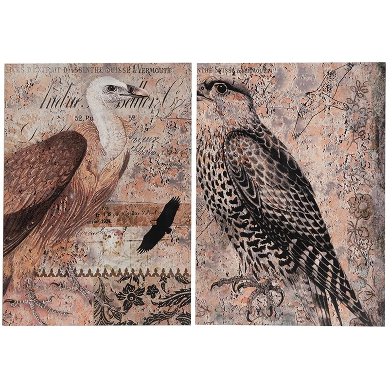 Set of 2 Antique Post Card Birds Wall Art By Homeroots