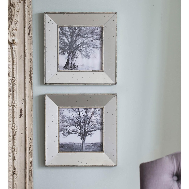 Set of 2 Vintage Style Mirrored Square Picture Frames By Homeroots