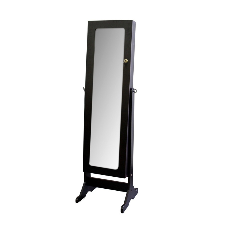 Universal Brown Standing Mirror with Jewelry Storage By Homeroots