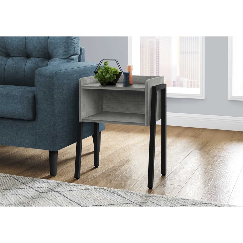 23" Rectangular Grey and Black Metal Accent Table By Homeroots