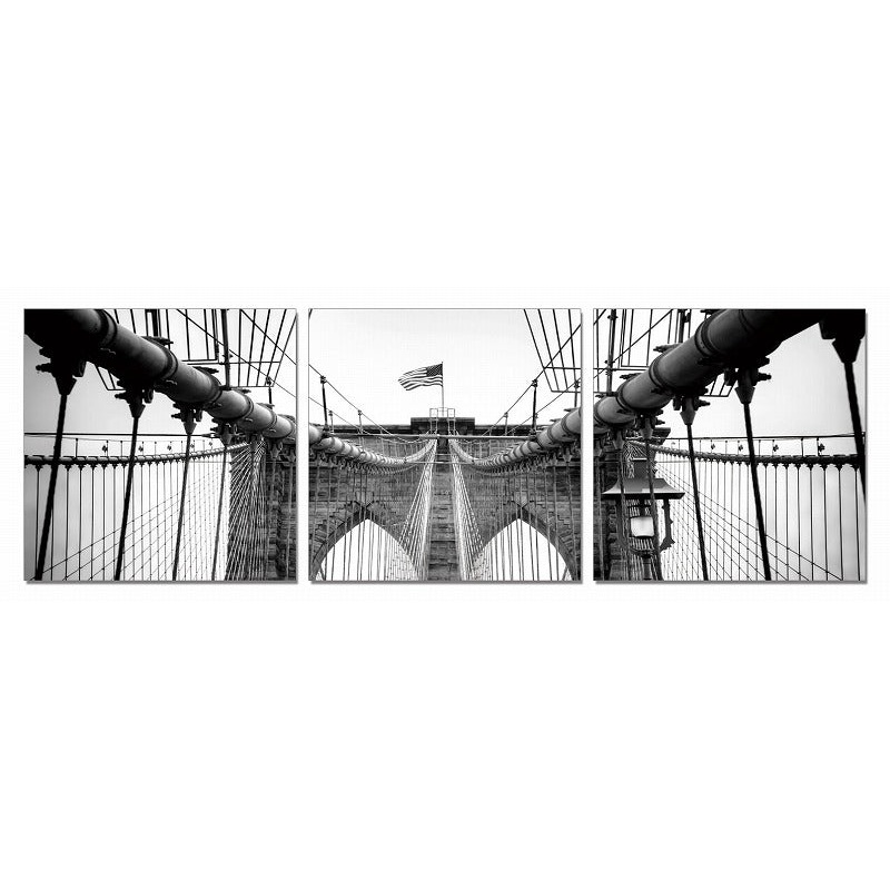 24" Black and White Canvas 3 Horizontal Panels Photo By Homeroots