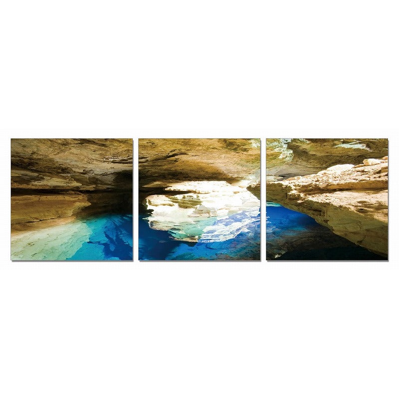 24" Canvas 3 Panels Blue Grotto Color Photo By Homeroots