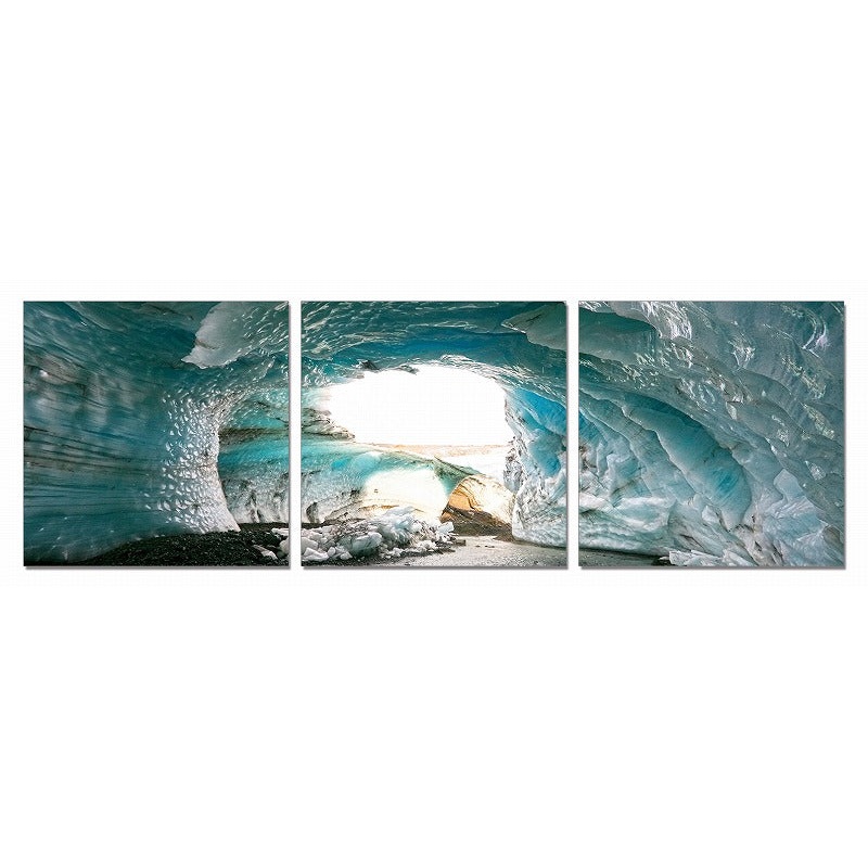 24" Multicolor Canvas 3 Horizontal Panels Ice Cave Photo By Homeroots