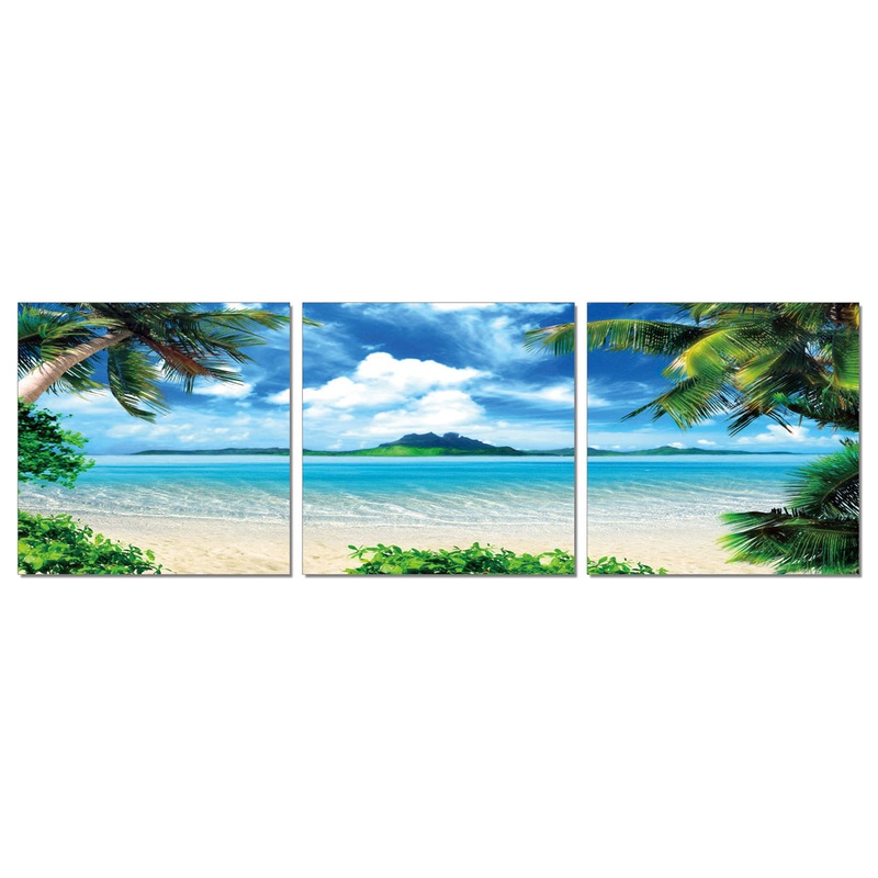 24" Multicolor Canvas 3 Panels Beach Photo By Homeroots
