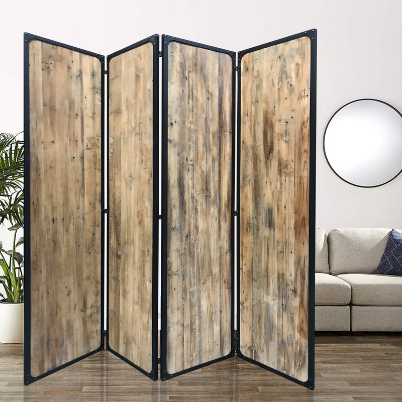 4 Panel Brown Room Divider By Homeroots