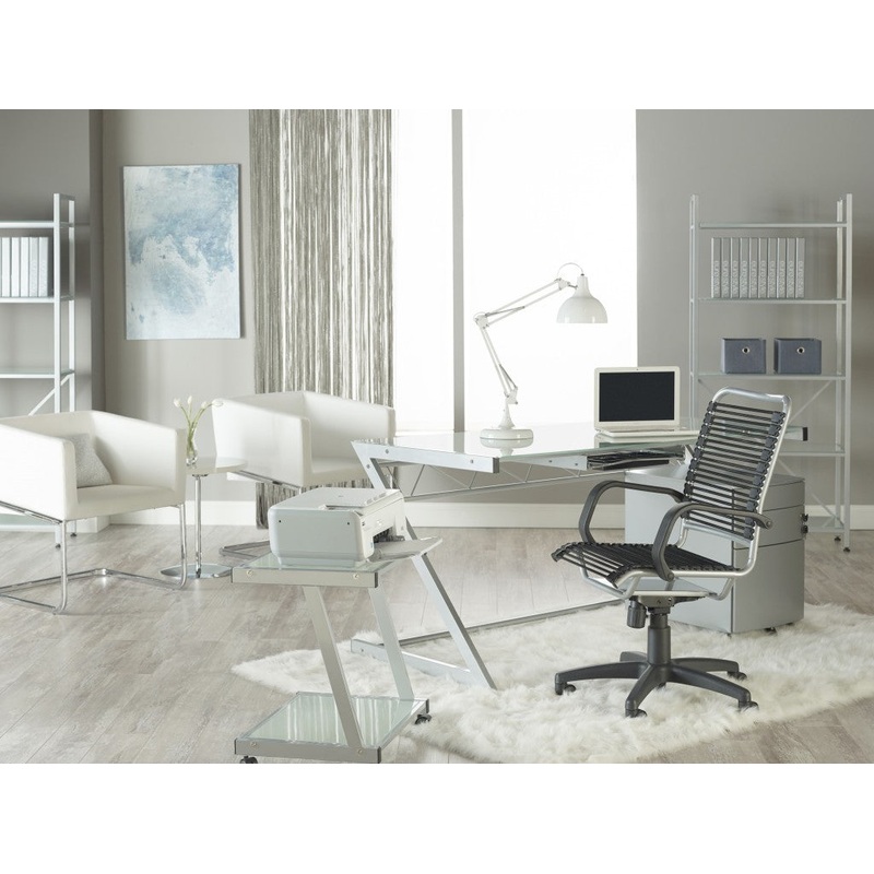 43" Chrome and Black Round Bungee High Back Office Chair By Homeroots