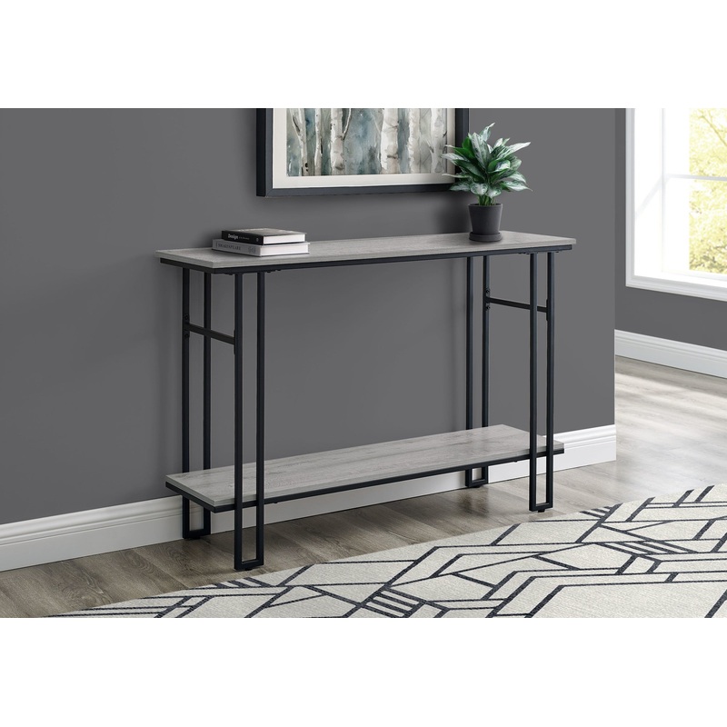 48" Rectangular GreywithBlack Metal Hall Console Accent Table By Homeroots