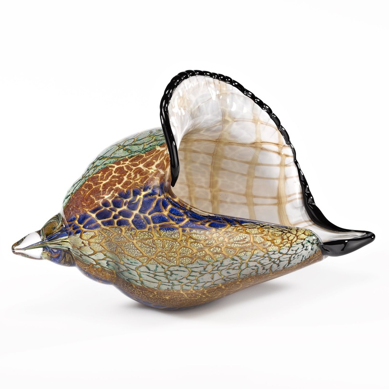 5 Mouth Blown Large Conch Shell Artistic Glass By Homeroots