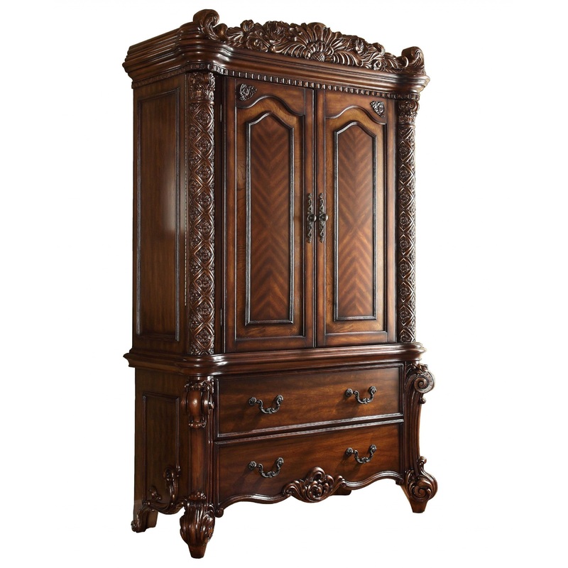 87" Two Doors Cherry Wood TV Armoire By Homeroots