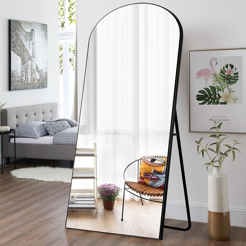 Black Arched Mirror with Stand By Homeroots