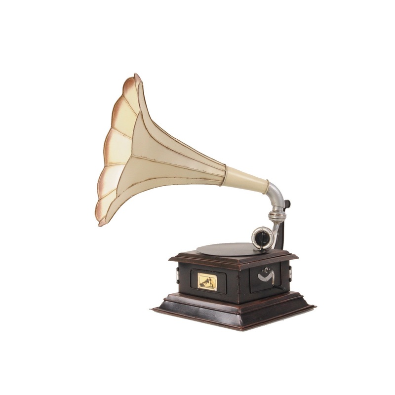 c1911 HMV Gramophone Built to Scale Model Sculpture By Homeroots