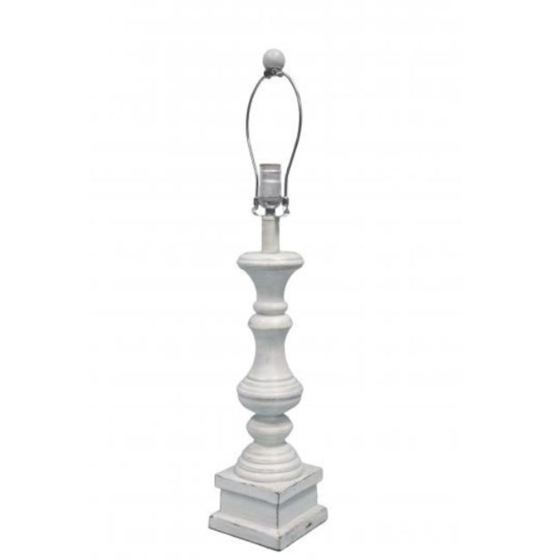 Distressed Whitewash Squared Candlestick Lamp Base By Homeroots