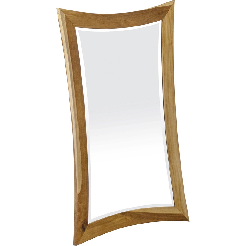 Modern Curves Solid Teak Wall Mirror in Natural Finish By Homeroots