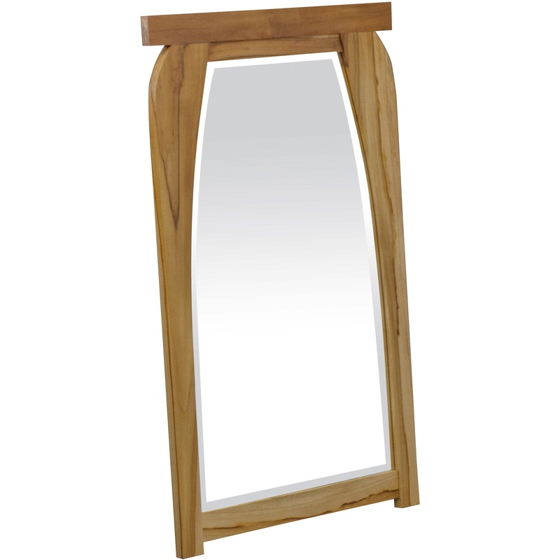 Modern Shape Teak Wall Mirror in Natural Finish By Homeroots