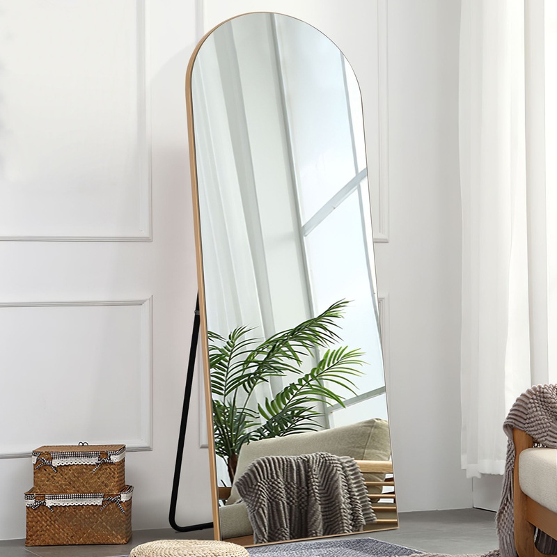 Narrow Gold Arched Wooden Mirror By Homeroots