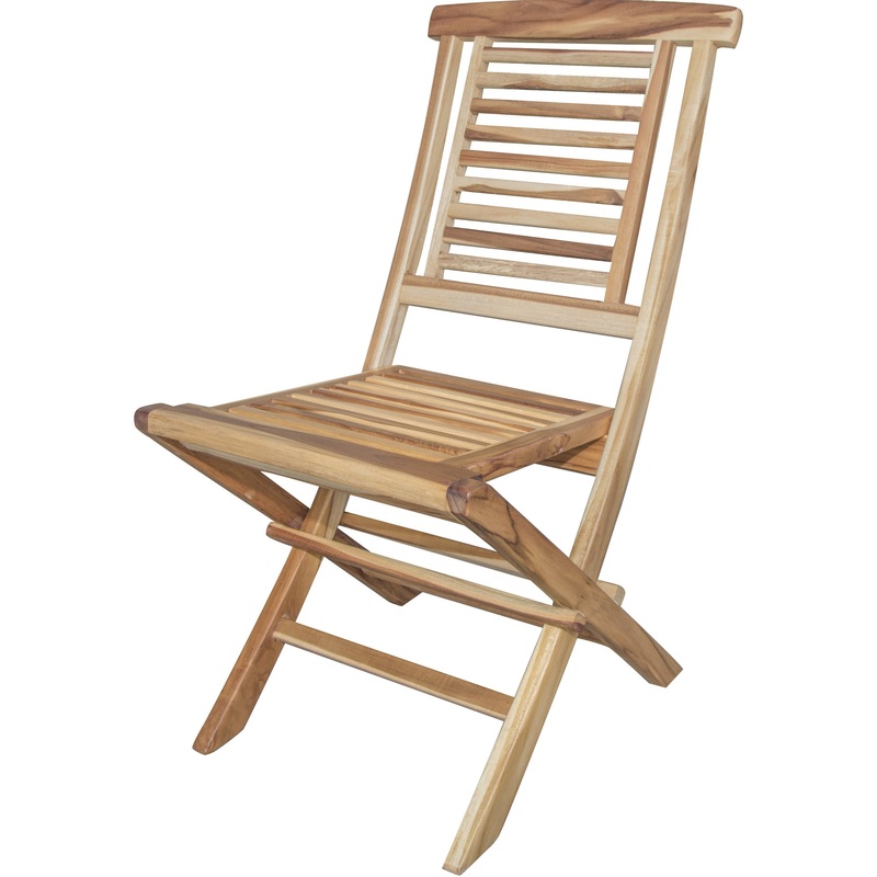 Natural Teak Stripe Back Folding Dining Chair By Homeroots