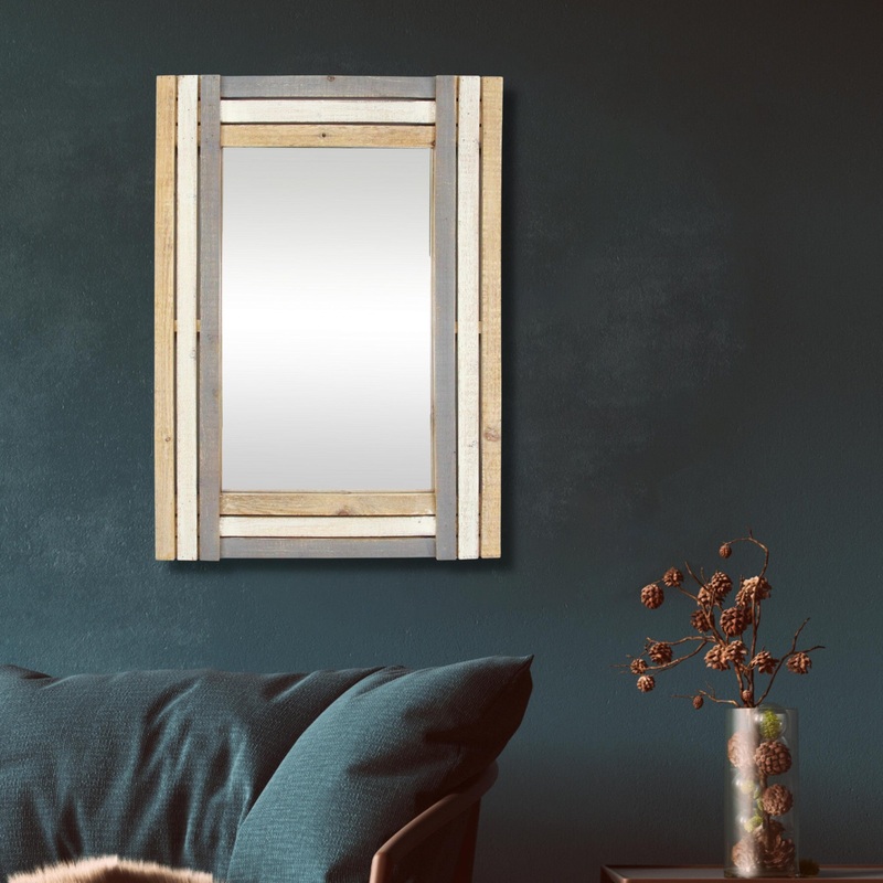 Rectangular Multicolored Wood Framed Mirror By Homeroots