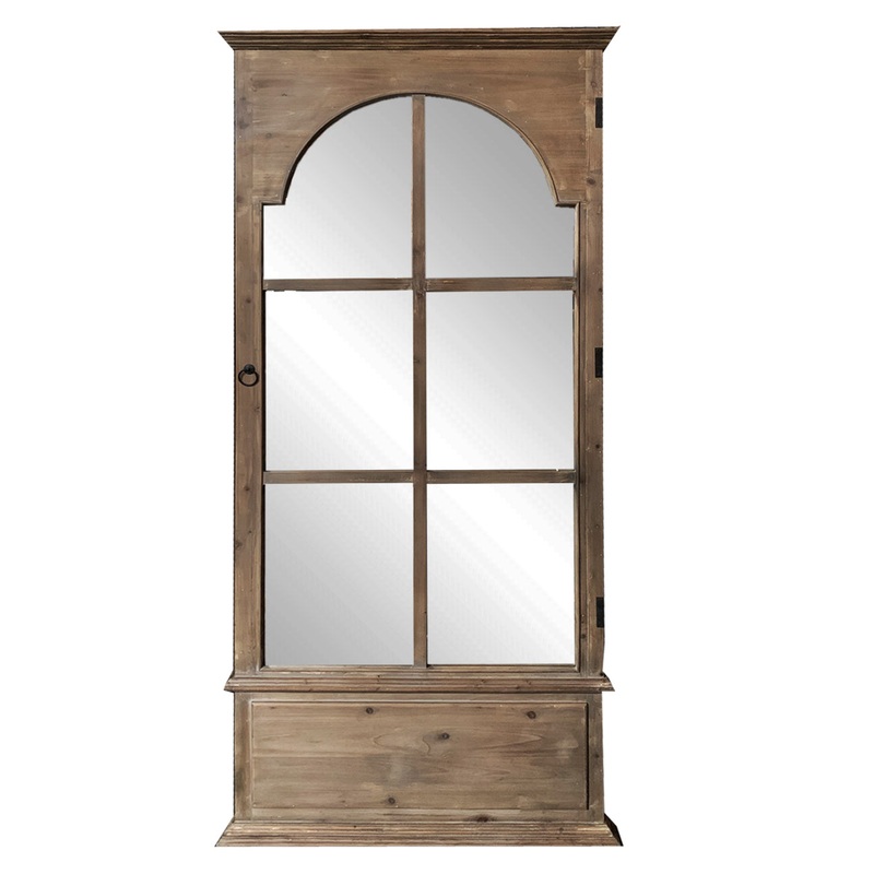 Rectangular Rustic Door Design Leaning Mirror with Door Hinge By Homeroots