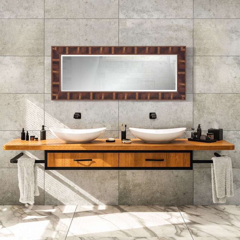 Rich Rustic Brown Faux Wood Full Body Wall Mirror By Homeroots