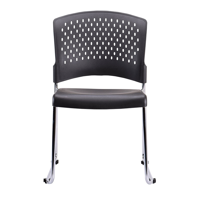 Set of 4 Black Professional Plastic Guest Chairs By Homeroots