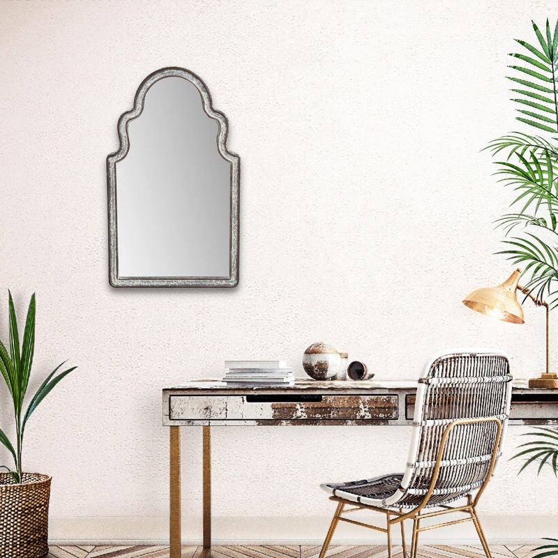 Vintage Curved Gray Wall Mirror By Homeroots