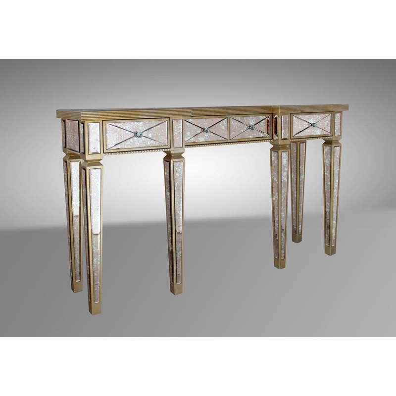 35" Mirrored Glass and MDF Console Table By Homeroots