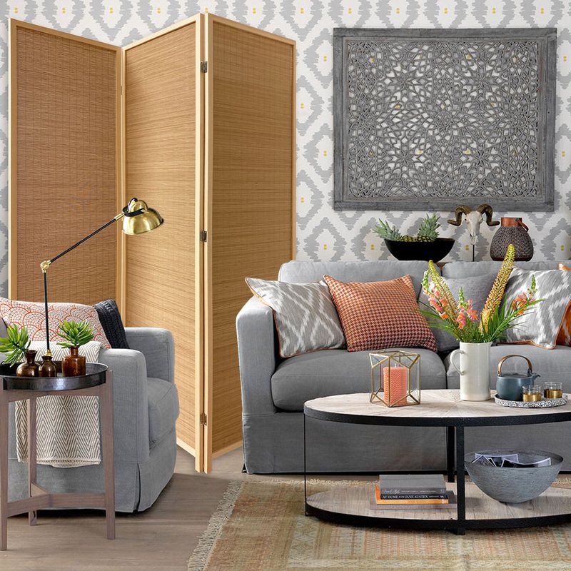 6" Light Bamboo 3 Panel Room Divider Screen By Homeroots