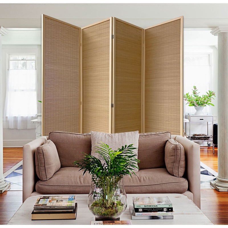 7" Light Bamboo 4 Panel Room Divider Screen By Homeroots