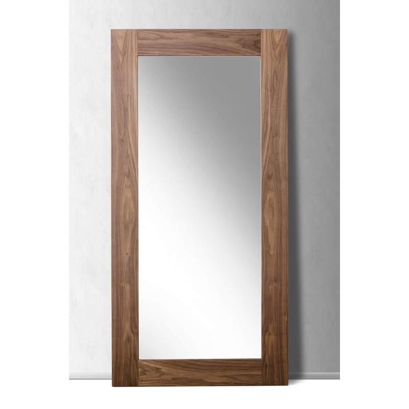 79" Walnut MDF Veneer and Glass Mirror By Homeroots