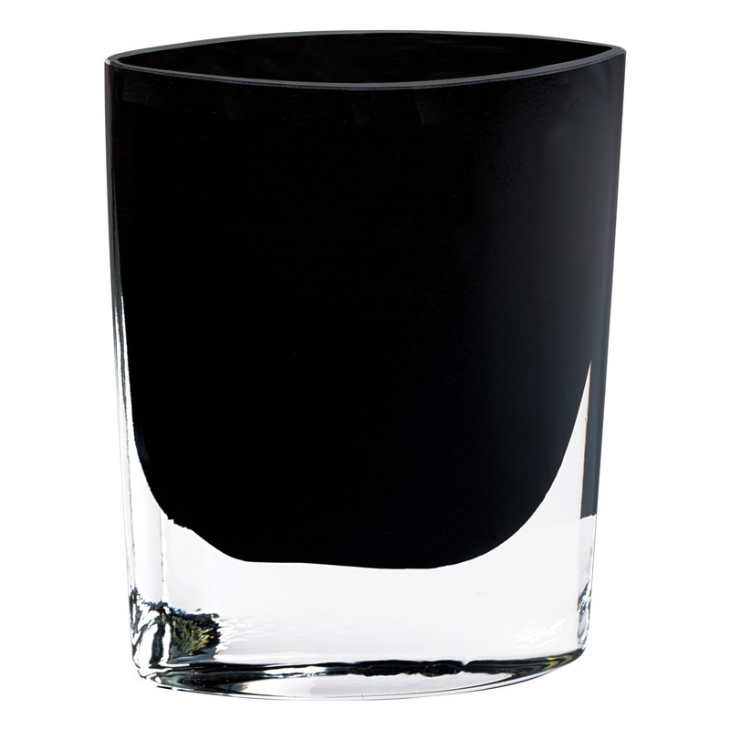 8 Mouth Blown Crystal European Made Lead Free Jet Black Pocket Shaped Vase By Homeroots