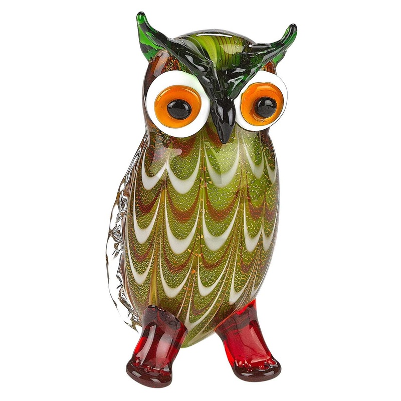 8 Mouth Blown Owl Art Glass By Homeroots