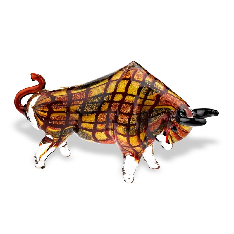 9 MultiColor Large Bull Art Glass By Homeroots